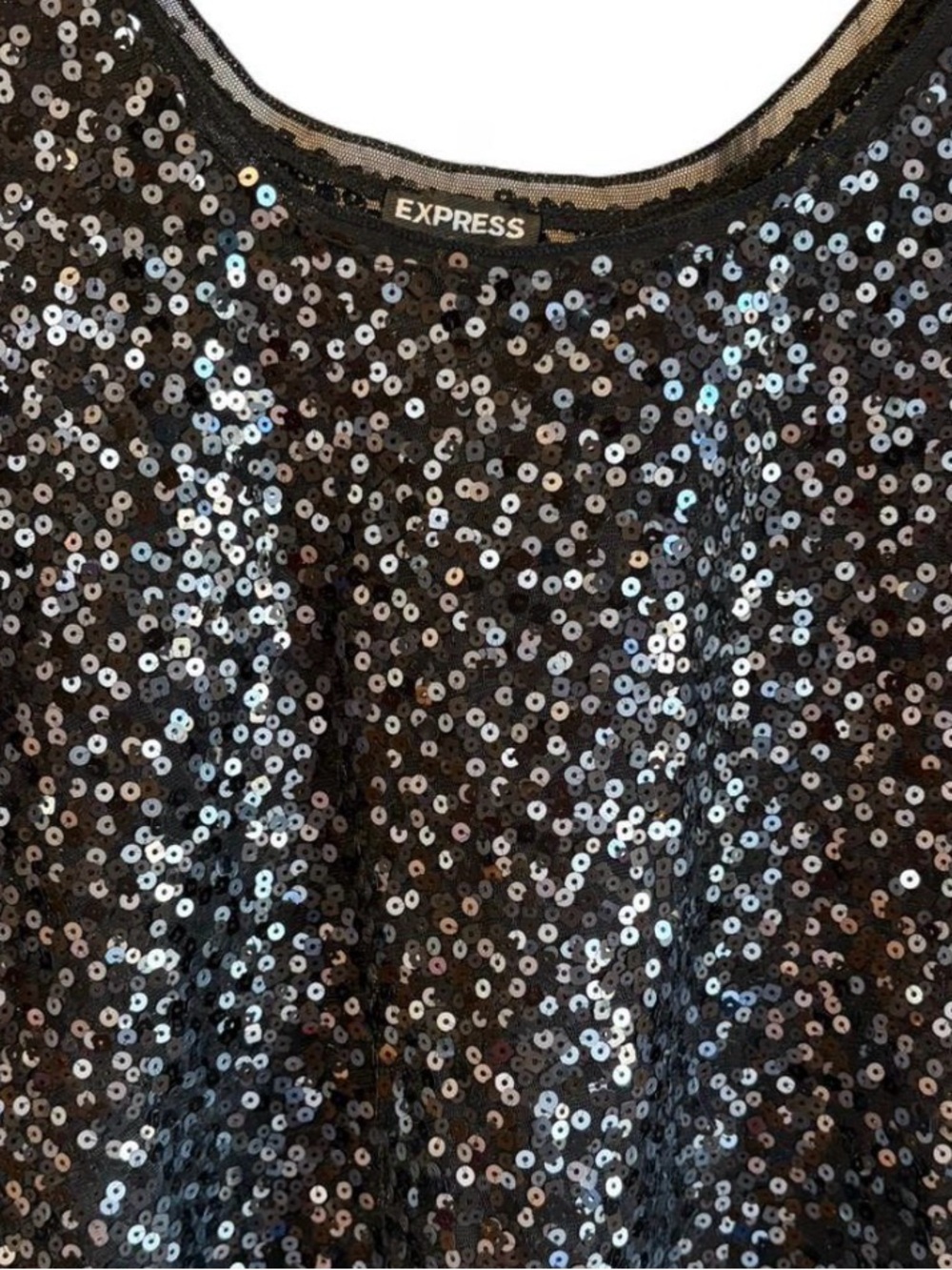 Express Black Sequin Tank Top - Picture 4 of 6